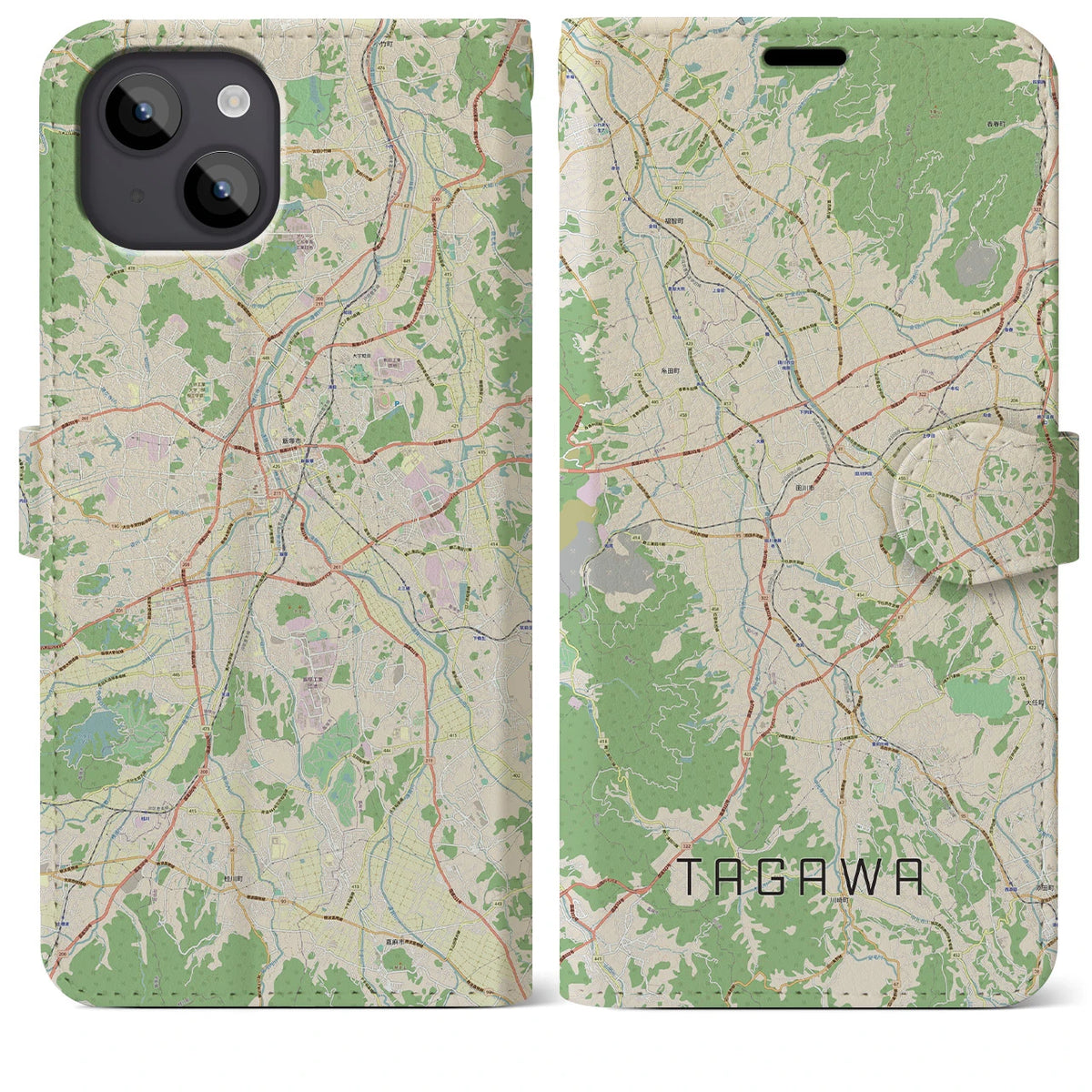 【田川（福岡県）】地図柄iPhoneケース（手帳タイプ）