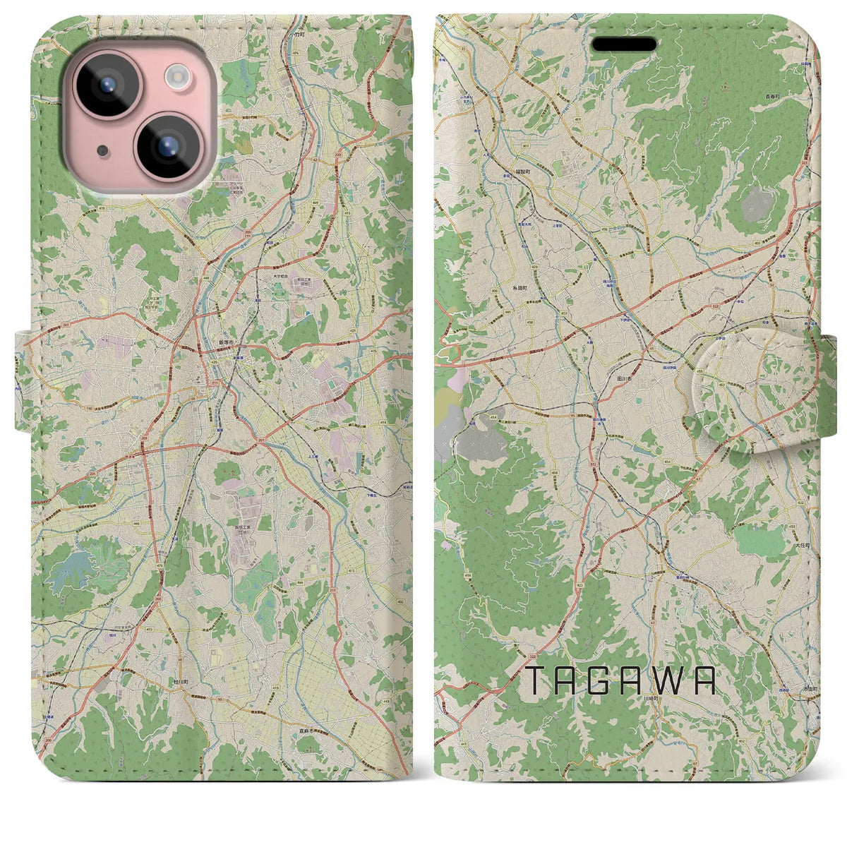 【田川（福岡県）】地図柄iPhoneケース（手帳タイプ）