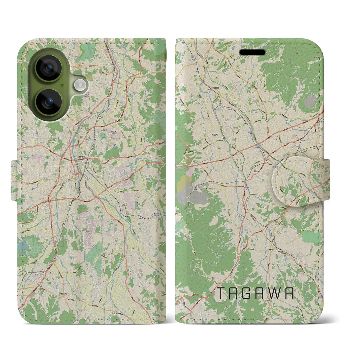【田川（福岡県）】地図柄iPhoneケース（手帳タイプ）ナチュラル・iPhone 17 Pro Max 用