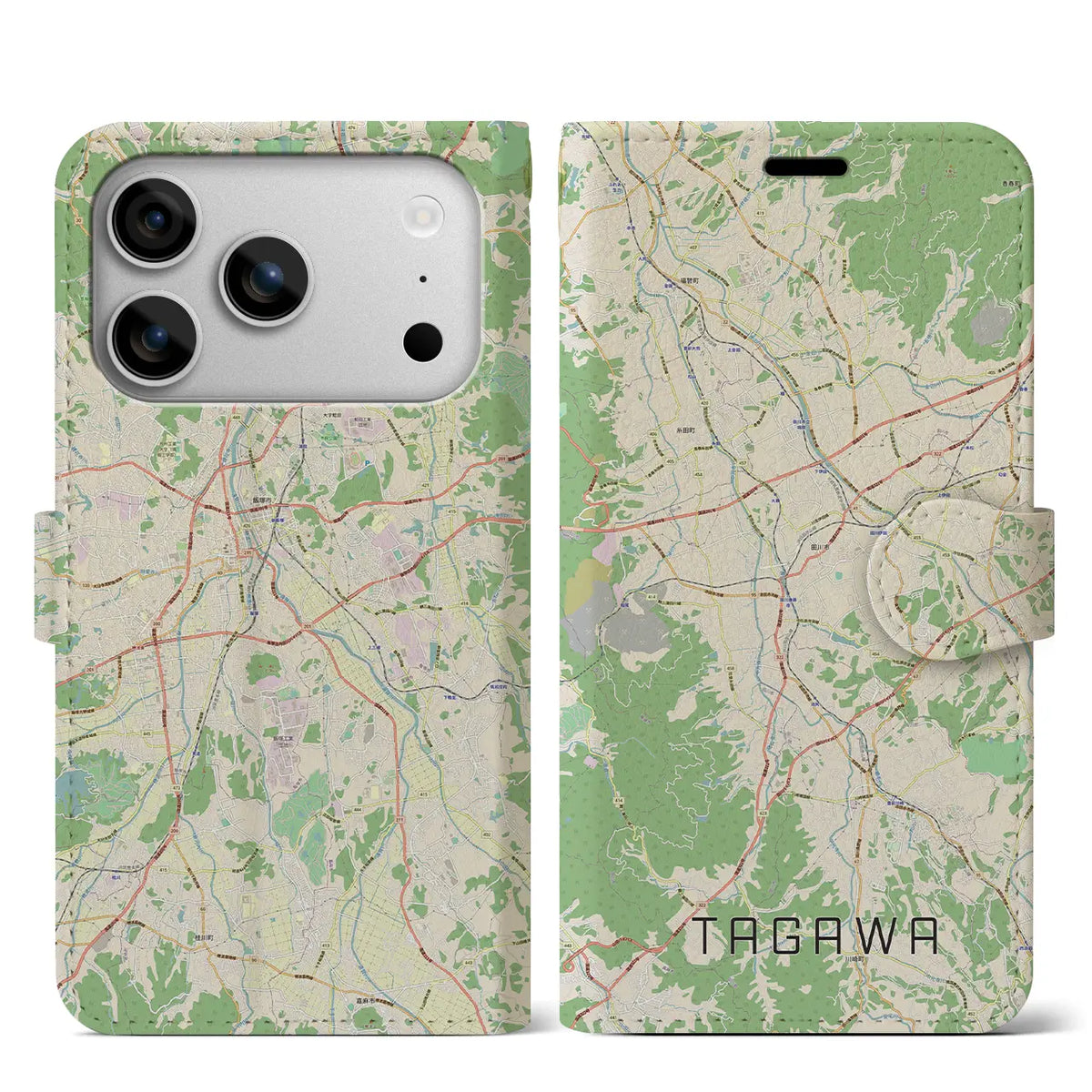 【田川（福岡県）】地図柄iPhoneケース（手帳タイプ）
