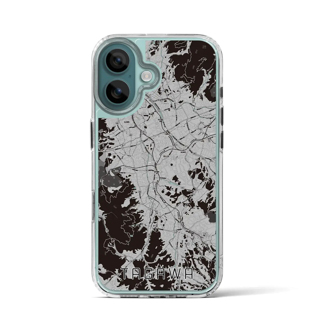 【田川（福岡県）】地図柄iPhoneケース（MagSafeタイプ）モノトーン・iPhone 16 Pro 用