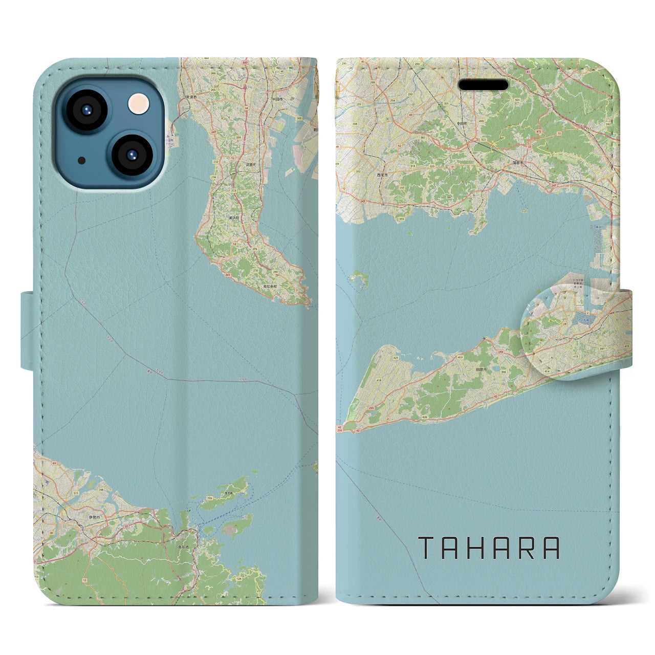 【田原（愛知県）】地図柄iPhoneケース（手帳タイプ）