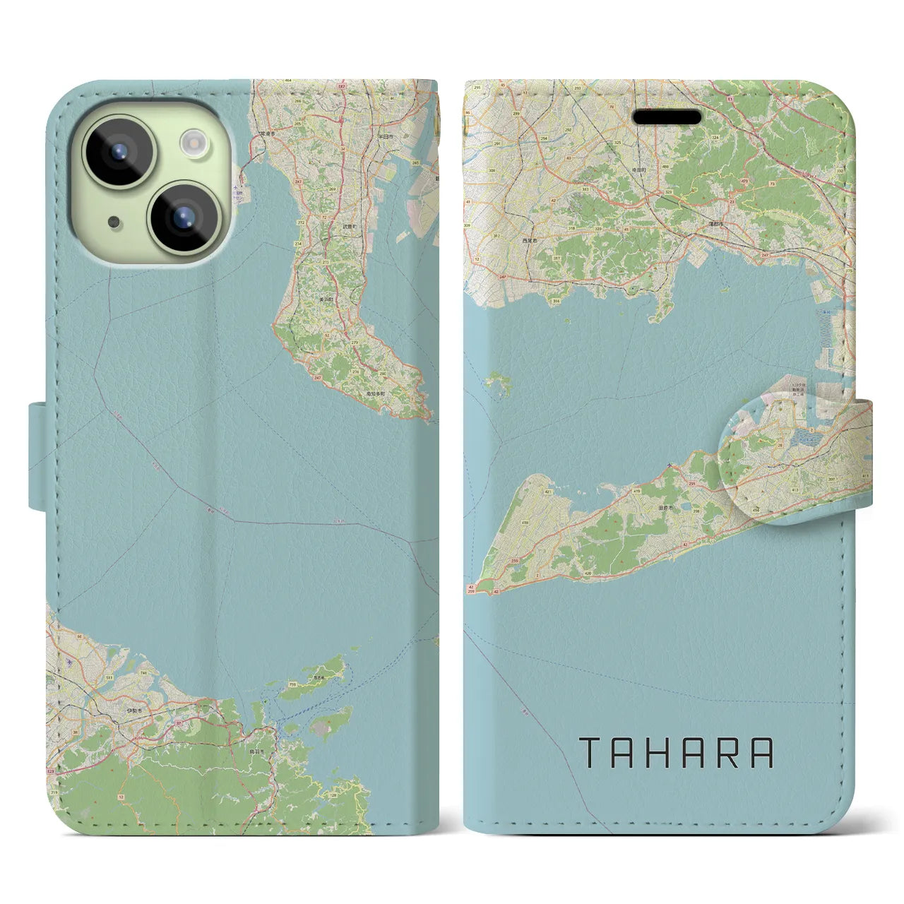 【田原（愛知県）】地図柄iPhoneケース（手帳タイプ）