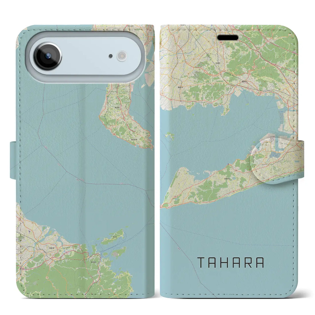 【田原(愛知県)】地図柄iPhoneケース(手帳タイプ)ナチュラル・iPhone 17 Pro Max 用