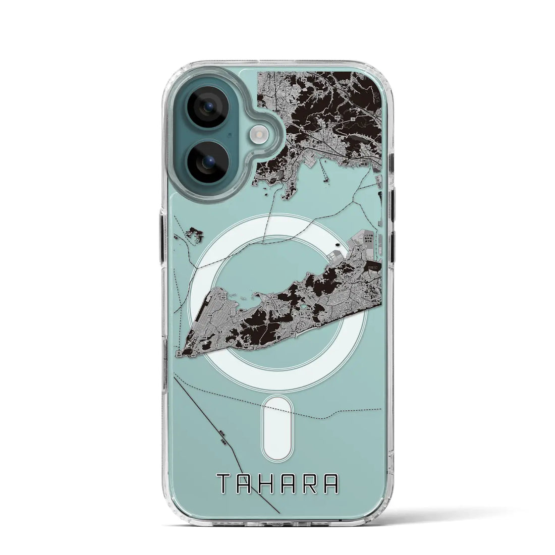 【田原(愛知県)】地図柄iPhoneケース(MagSafeタイプ)モノトーン・iPhone 16 Pro 用