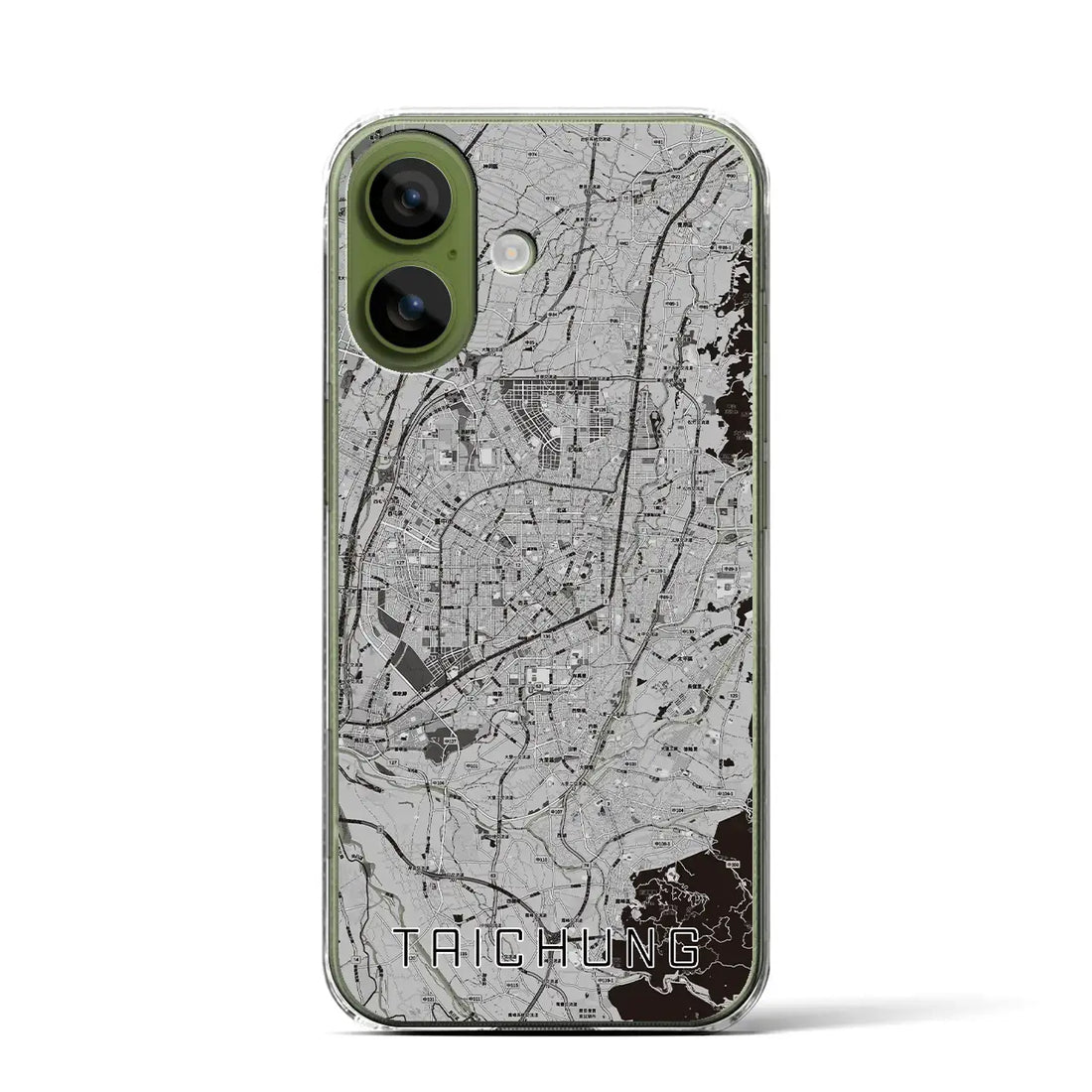 【台中（台湾）】地図柄iPhoneケース（クリアタイプ）モノトーン・iPhone 17 Pro Max 用