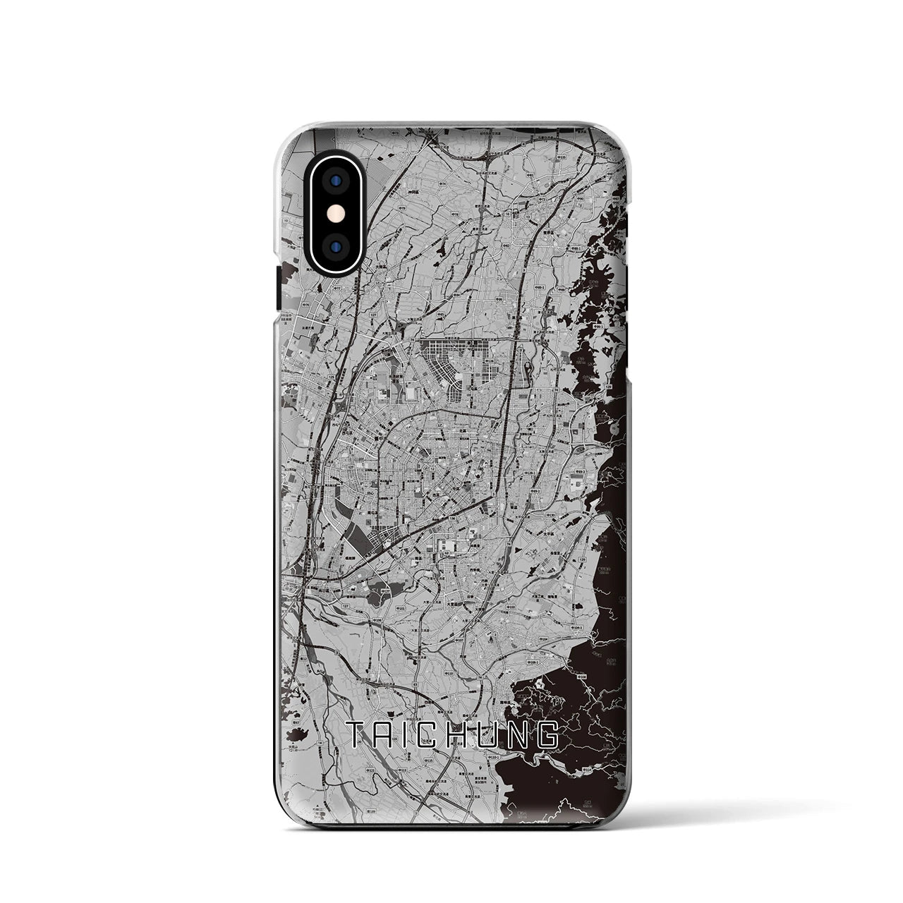 【台中（台湾）】地図柄iPhoneケース（クリアタイプ）モノトーン・iPhone XS / X 用