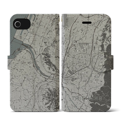 【台中（台湾）】地図柄iPhoneケース（手帳タイプ）モノトーン・iPhone SE（第3 / 第2世代） / 8 / 7 / 6s / 6 用