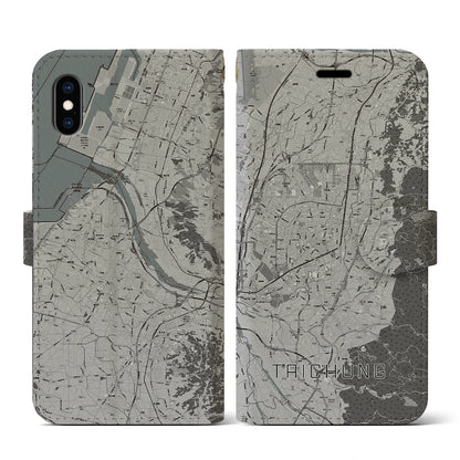 【台中（台湾）】地図柄iPhoneケース（手帳タイプ）モノトーン・iPhone XS / X 用