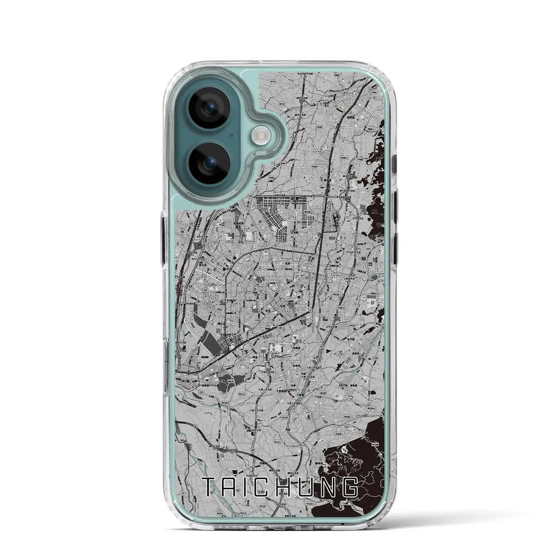 【台中（台湾）】地図柄iPhoneケース（MagSafeタイプ）モノトーン・iPhone 16 Pro 用