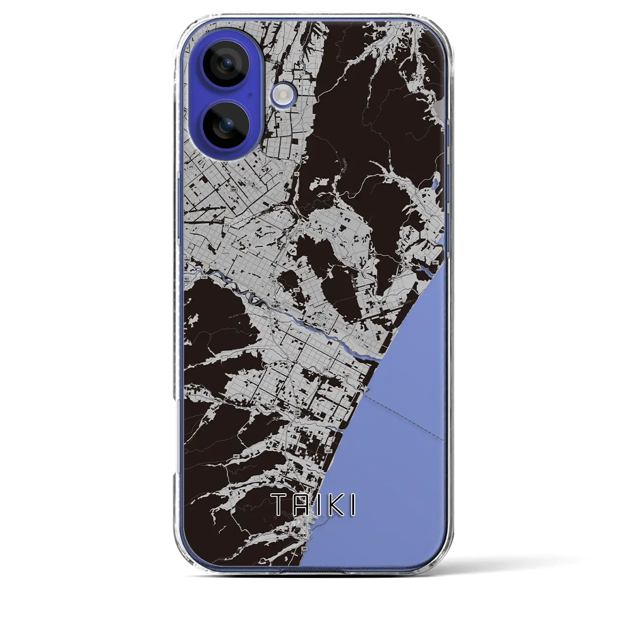 【大樹（北海道）】地図柄iPhoneケース（クリアタイプ）モノトーン・iPhone 16 Pro Max 用