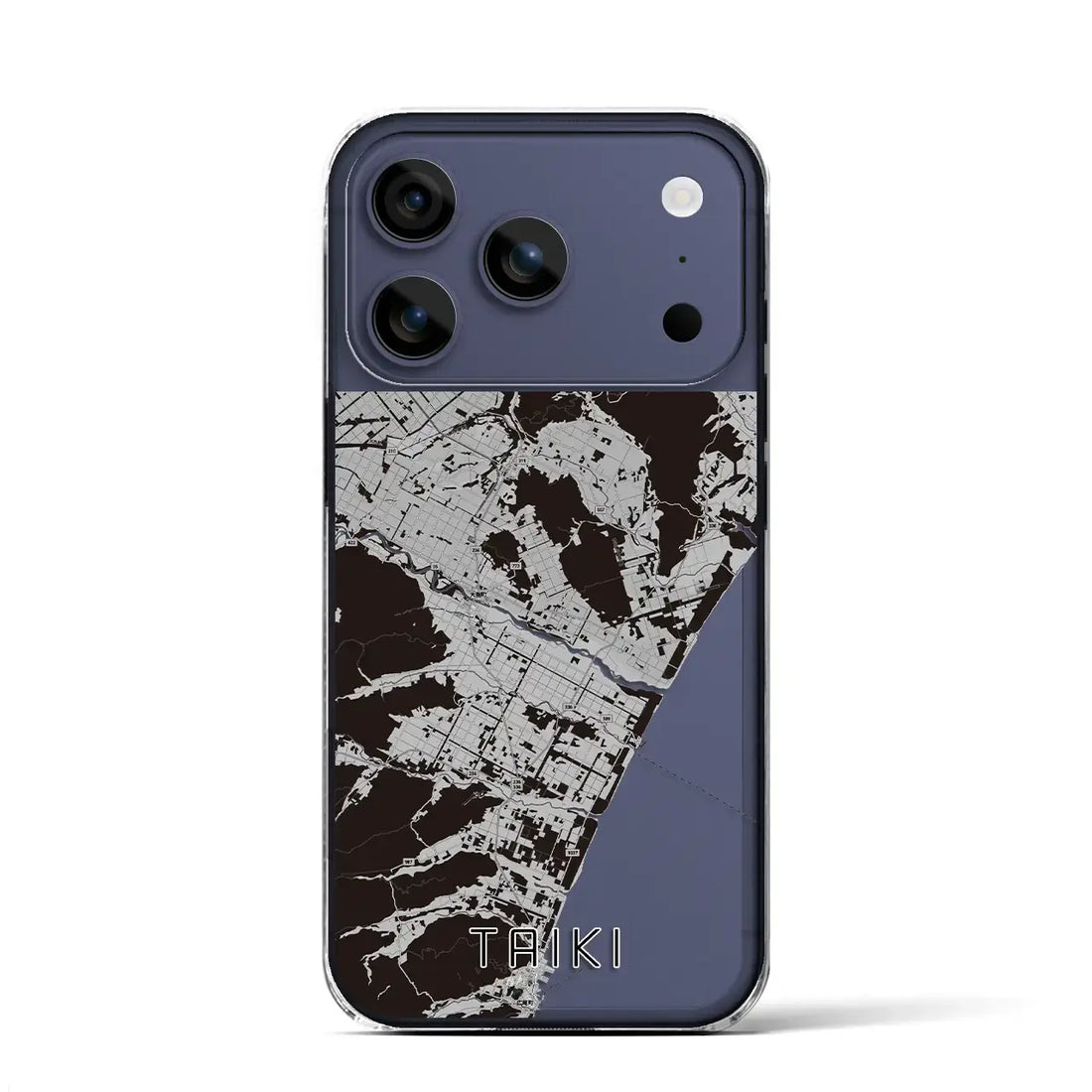 【大樹（北海道）】地図柄iPhoneケース（クリアタイプ）モノトーン・iPhone 17 Pro Max 用