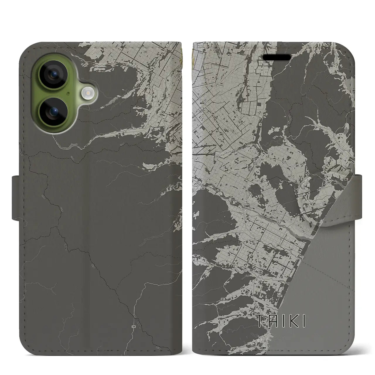 【大樹（北海道）】地図柄iPhoneケース（手帳タイプ）