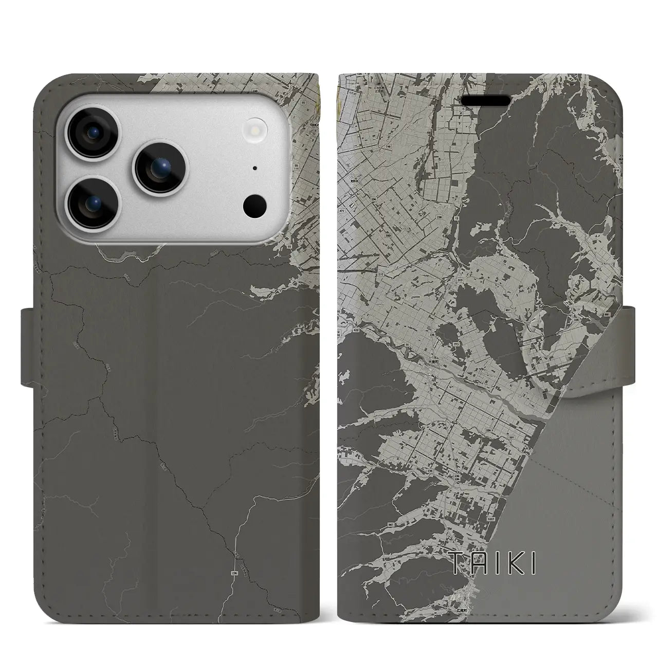 【大樹（北海道）】地図柄iPhoneケース（手帳タイプ）