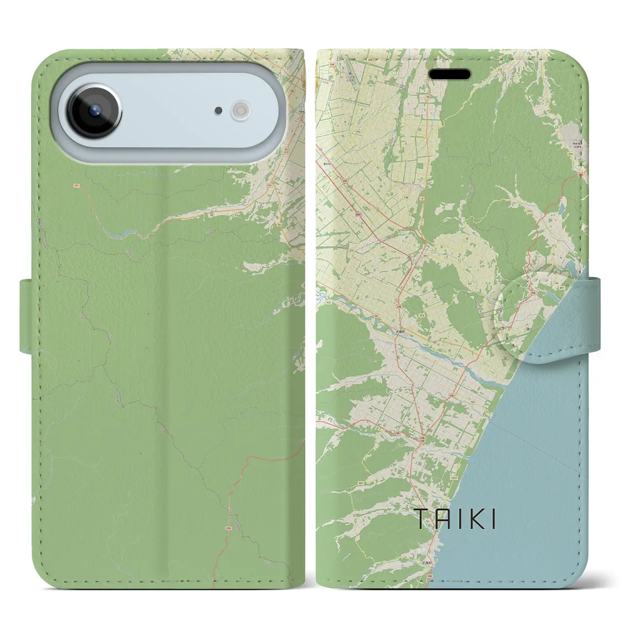 【大樹(北海道)】地図柄iPhoneケース(手帳タイプ)ナチュラル・iPhone 17 Pro Max 用