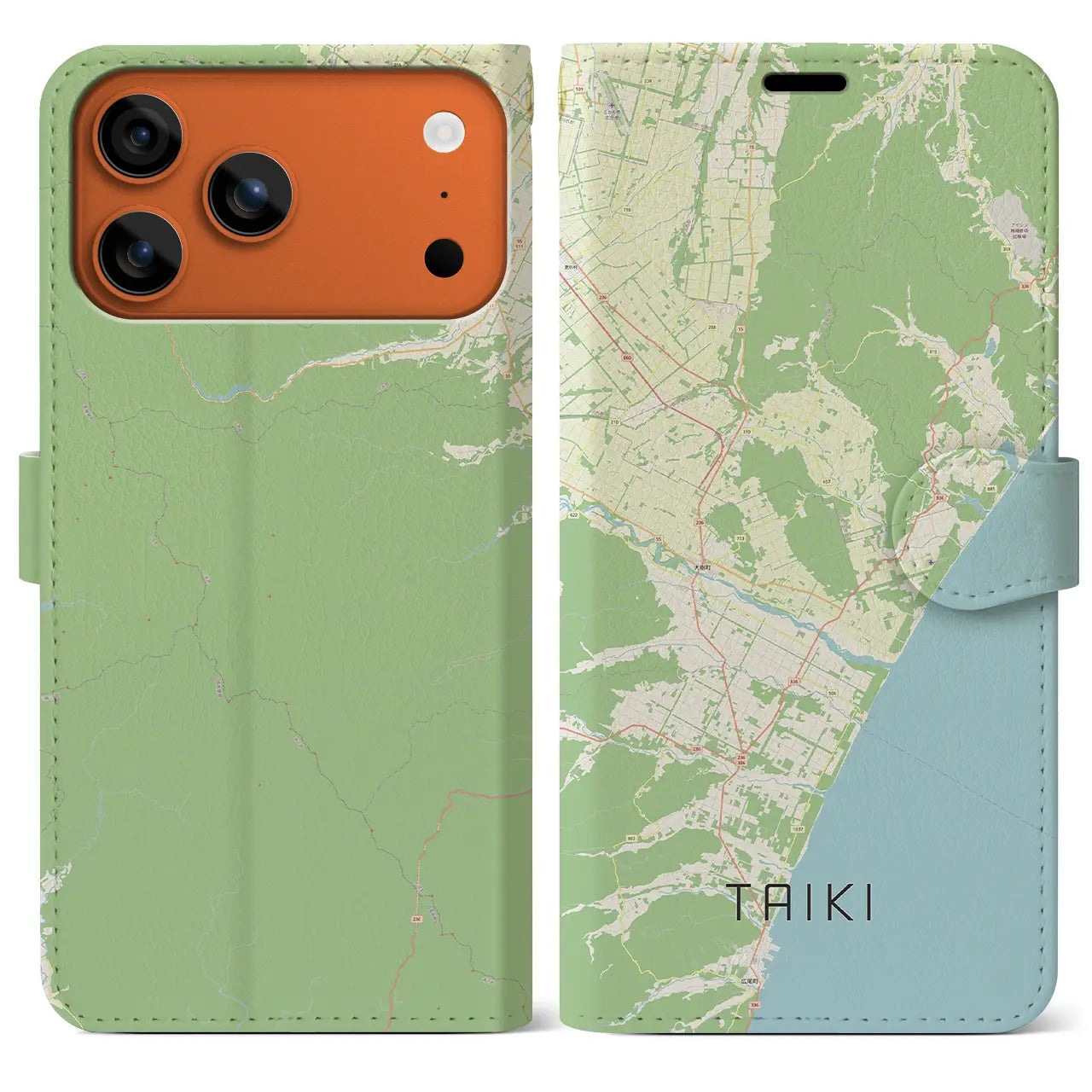 【大樹(北海道)】地図柄iPhoneケース(手帳タイプ)
