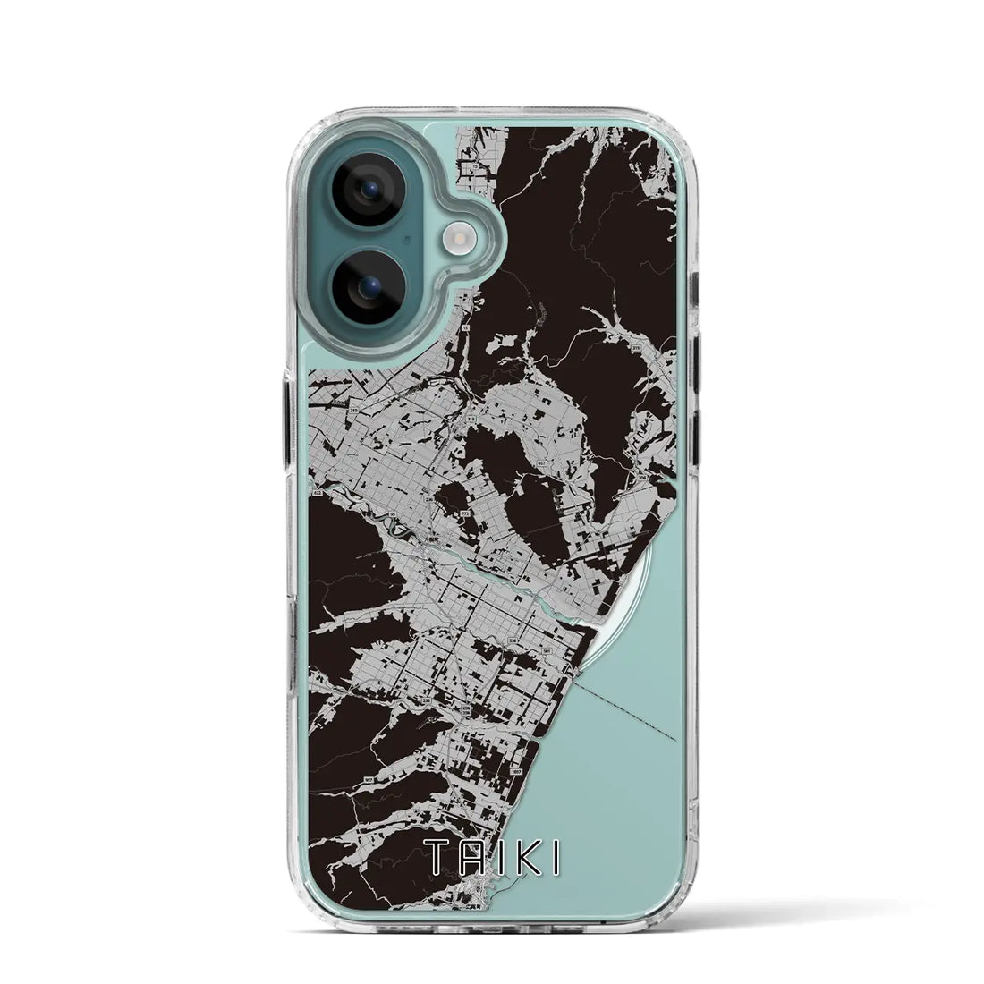 【大樹（北海道）】地図柄iPhoneケース（MagSafeタイプ）モノトーン・iPhone 16 Pro 用