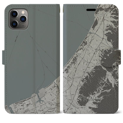 【胎内（新潟県）】地図柄iPhoneケース（手帳タイプ）モノトーン・iPhone 11 Pro Max 用