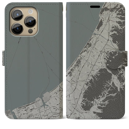 【胎内（新潟県）】地図柄iPhoneケース（手帳タイプ）モノトーン・iPhone 14 Pro Max 用