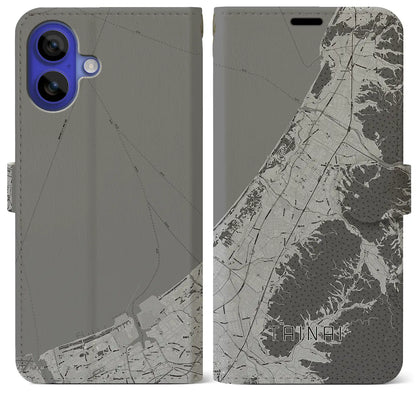 【胎内（新潟県）】地図柄iPhoneケース（手帳タイプ）モノトーン・iPhone 16 Pro Max 用