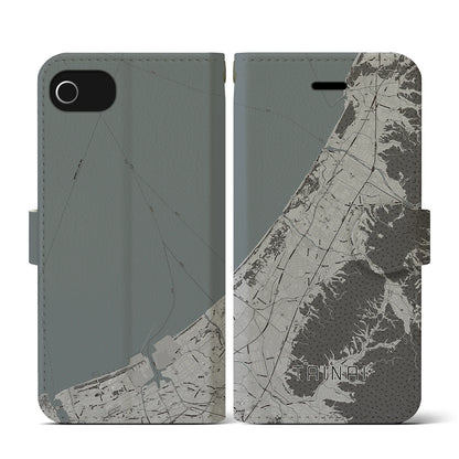 【胎内（新潟県）】地図柄iPhoneケース（手帳タイプ）モノトーン・iPhone SE（第3 / 第2世代） / 8 / 7 / 6s / 6 用