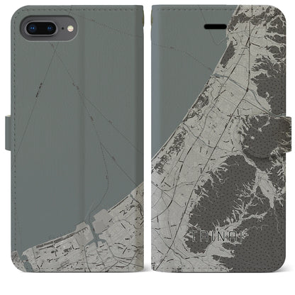 【胎内（新潟県）】地図柄iPhoneケース（手帳タイプ）モノトーン・iPhone 8Plus /7Plus / 6sPlus / 6Plus 用