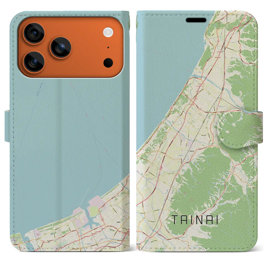 【胎内（新潟県）】地図柄iPhoneケース（手帳タイプ）モノトーン・iPhone 17 Pro Max 用