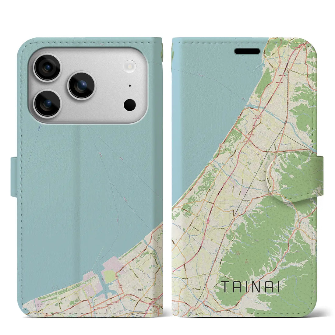 【胎内（新潟県）】地図柄iPhoneケース（手帳タイプ）ナチュラル・iPhone 17 Pro Max 用