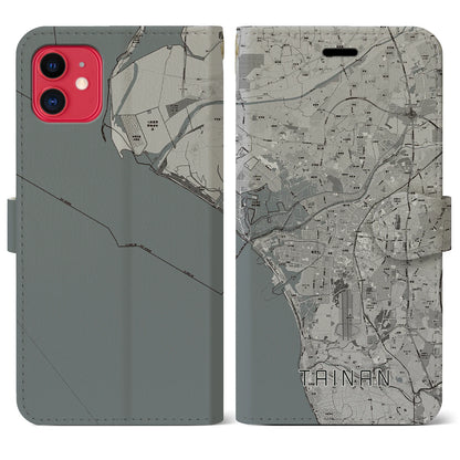 【台南（台湾）】地図柄iPhoneケース（手帳タイプ）モノトーン・iPhone 11 用