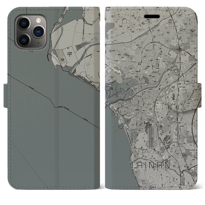 【台南（台湾）】地図柄iPhoneケース（手帳タイプ）モノトーン・iPhone 11 Pro Max 用