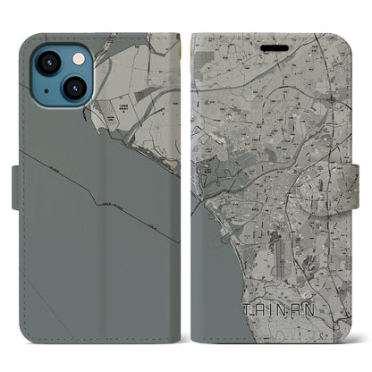 【台南（台湾）】地図柄iPhoneケース（手帳タイプ）モノトーン・iPhone 13 用