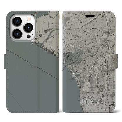 【台南（台湾）】地図柄iPhoneケース（手帳タイプ）モノトーン・iPhone 13 Pro 用