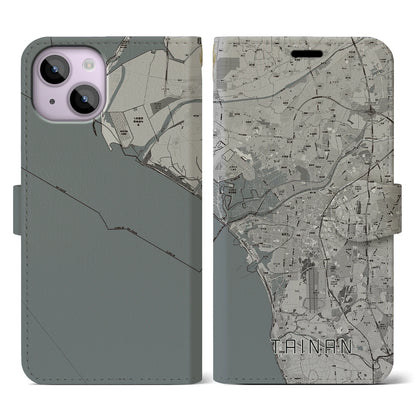 【台南（台湾）】地図柄iPhoneケース（手帳タイプ）モノトーン・iPhone 14 用