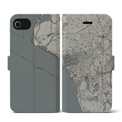 【台南（台湾）】地図柄iPhoneケース（手帳タイプ）モノトーン・iPhone SE（第3 / 第2世代） / 8 / 7 / 6s / 6 用