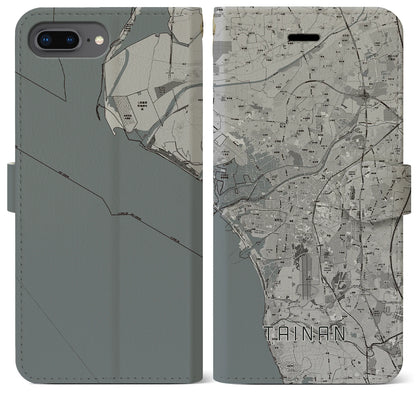 【台南（台湾）】地図柄iPhoneケース（手帳タイプ）モノトーン・iPhone 8Plus /7Plus / 6sPlus / 6Plus 用