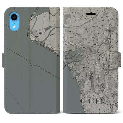 【台南（台湾）】地図柄iPhoneケース（手帳タイプ）モノトーン・iPhone XR 用