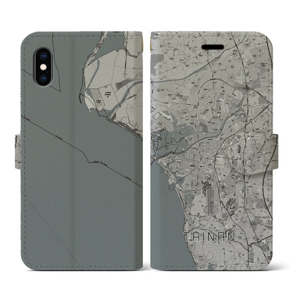 【台南（台湾）】地図柄iPhoneケース（手帳タイプ）モノトーン・iPhone XS / X 用
