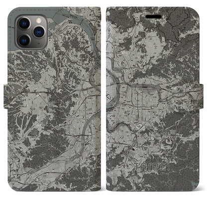 【台北（台湾）】地図柄iPhoneケース（手帳タイプ）モノトーン・iPhone 11 Pro Max 用