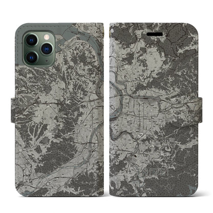 【台北（台湾）】地図柄iPhoneケース（手帳タイプ）モノトーン・iPhone 11 Pro 用