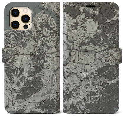 【台北（台湾）】地図柄iPhoneケース（手帳タイプ）モノトーン・iPhone 12 Pro Max 用