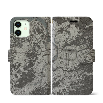 【台北（台湾）】地図柄iPhoneケース（手帳タイプ）モノトーン・iPhone 12 mini 用