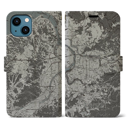 【台北（台湾）】地図柄iPhoneケース（手帳タイプ）モノトーン・iPhone 13 用