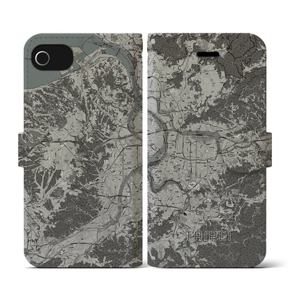 【台北（台湾）】地図柄iPhoneケース（手帳タイプ）モノトーン・iPhone SE（第3 / 第2世代） / 8 / 7 / 6s / 6 用