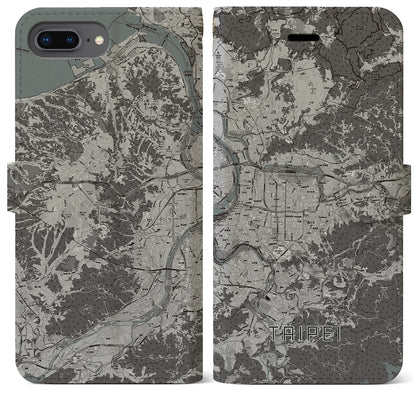 【台北（台湾）】地図柄iPhoneケース（手帳タイプ）モノトーン・iPhone 8Plus /7Plus / 6sPlus / 6Plus 用