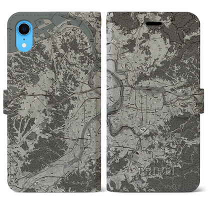 【台北（台湾）】地図柄iPhoneケース（手帳タイプ）モノトーン・iPhone XR 用