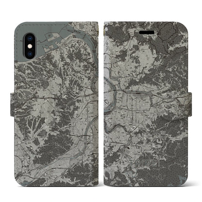 【台北（台湾）】地図柄iPhoneケース（手帳タイプ）モノトーン・iPhone XS / X 用