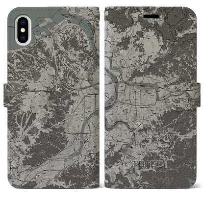 【台北（台湾）】地図柄iPhoneケース（手帳タイプ）モノトーン・iPhone XS Max 用