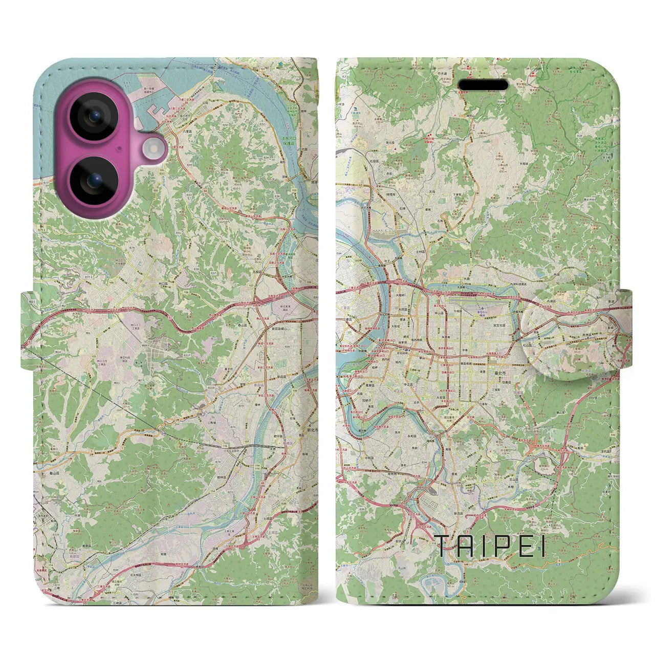 【台北（台湾）】地図柄iPhoneケース（手帳タイプ）ナチュラル・iPhone 16 Pro 用