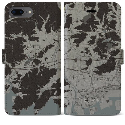 【太子（兵庫県）】地図柄iPhoneケース（手帳タイプ）モノトーン・iPhone 8Plus /7Plus / 6sPlus / 6Plus 用