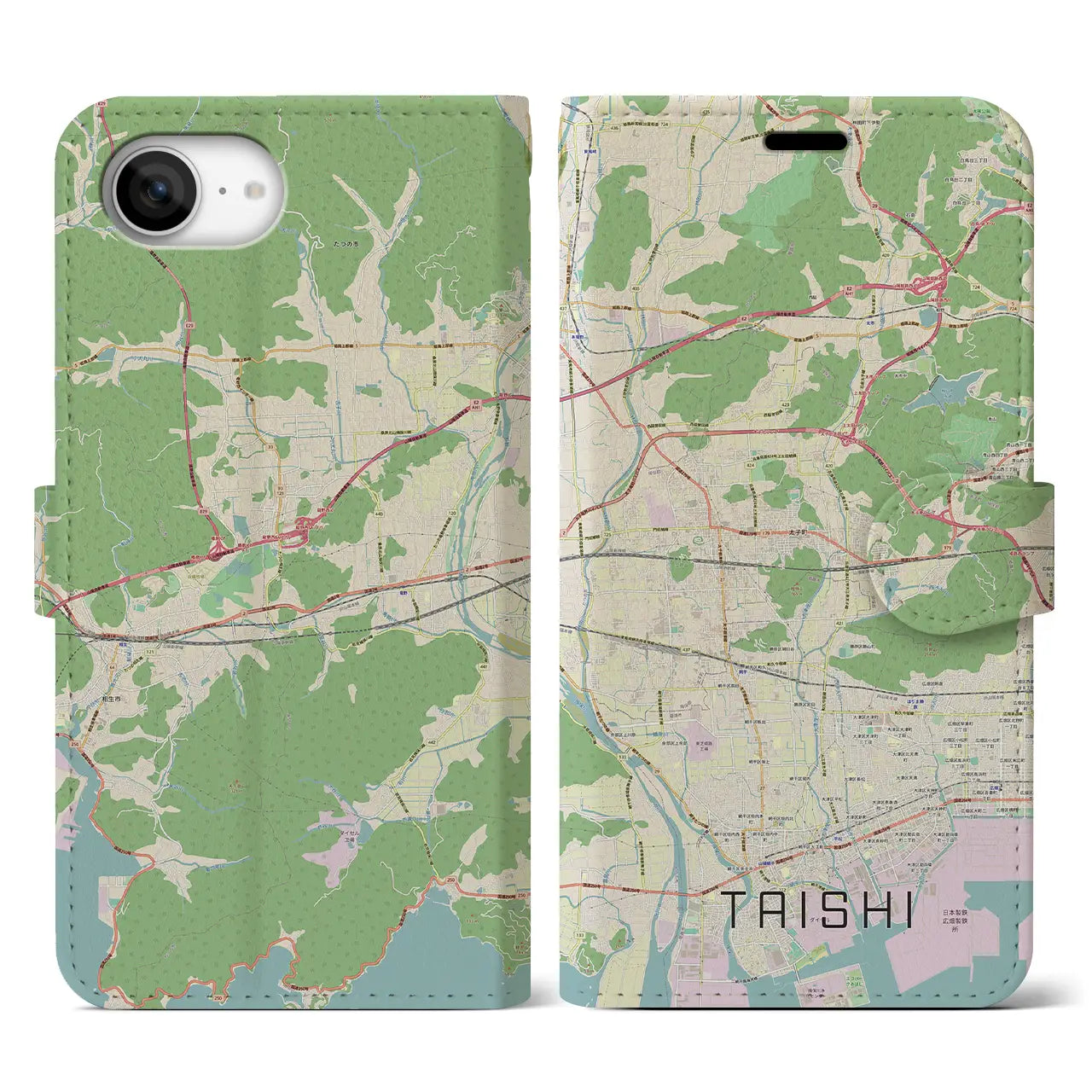 【太子（兵庫県）】地図柄iPhoneケース（手帳タイプ）